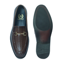 Italian Cut Textured Buckle Slipons (Coffee Brown) — Brown slipons | Modello Domani
