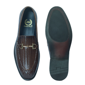 Italian Cut Textured Buckle Slipons (Coffee Brown)