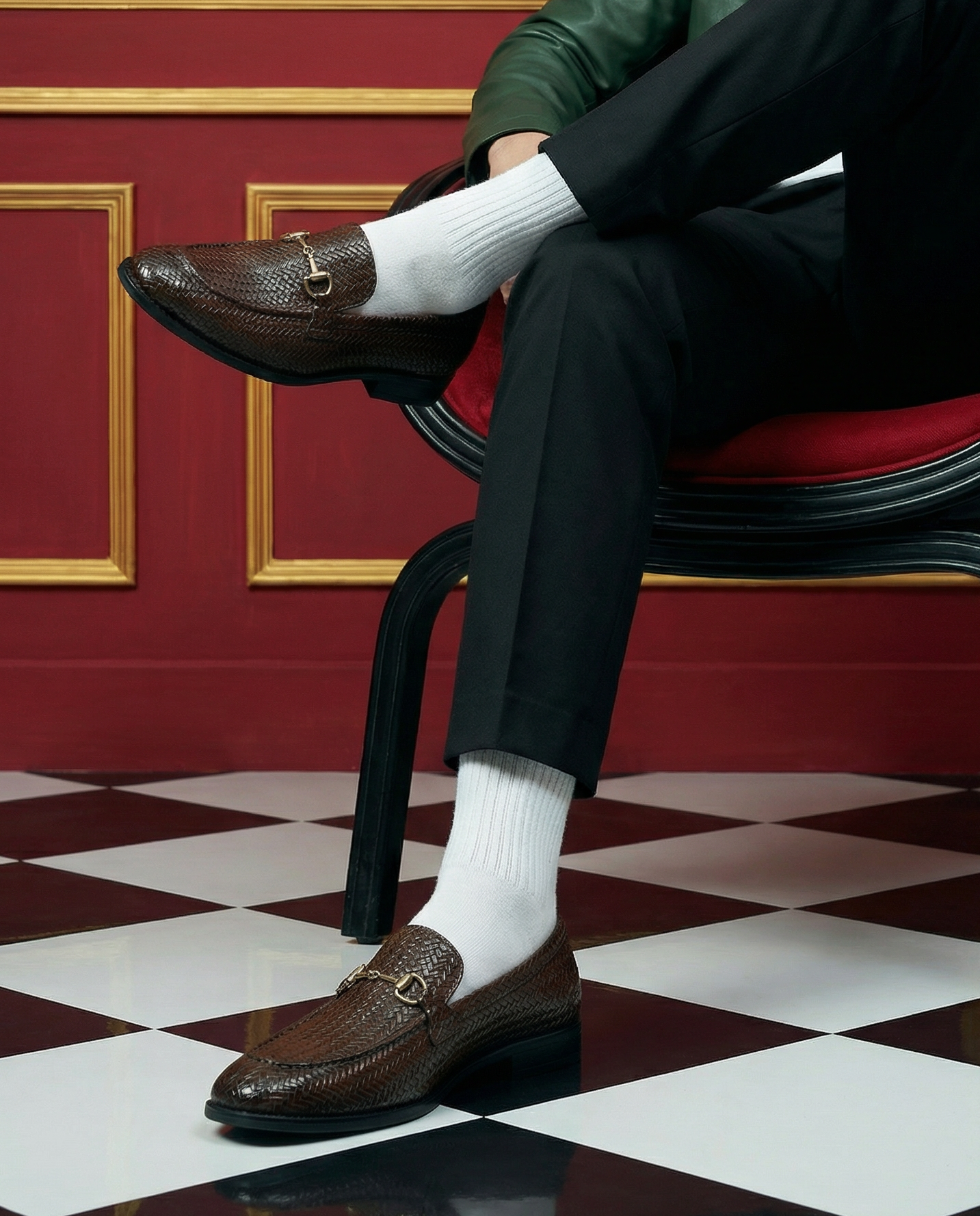 Italian Cut Textured Buckle Slipons (Coffee Brown)