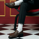 Italian Cut Textured Buckle Slipons (Coffee Brown) — Brown slipons | Modello Domani