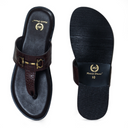 Louis Embossed Leather Slippers (Brown) — Brown slippers | Modello Domani