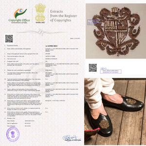 Royal Crest©️ Leather Juttis (Limited Edition - Bronze)(Patent Copyright Artwork)(Size 13/47)