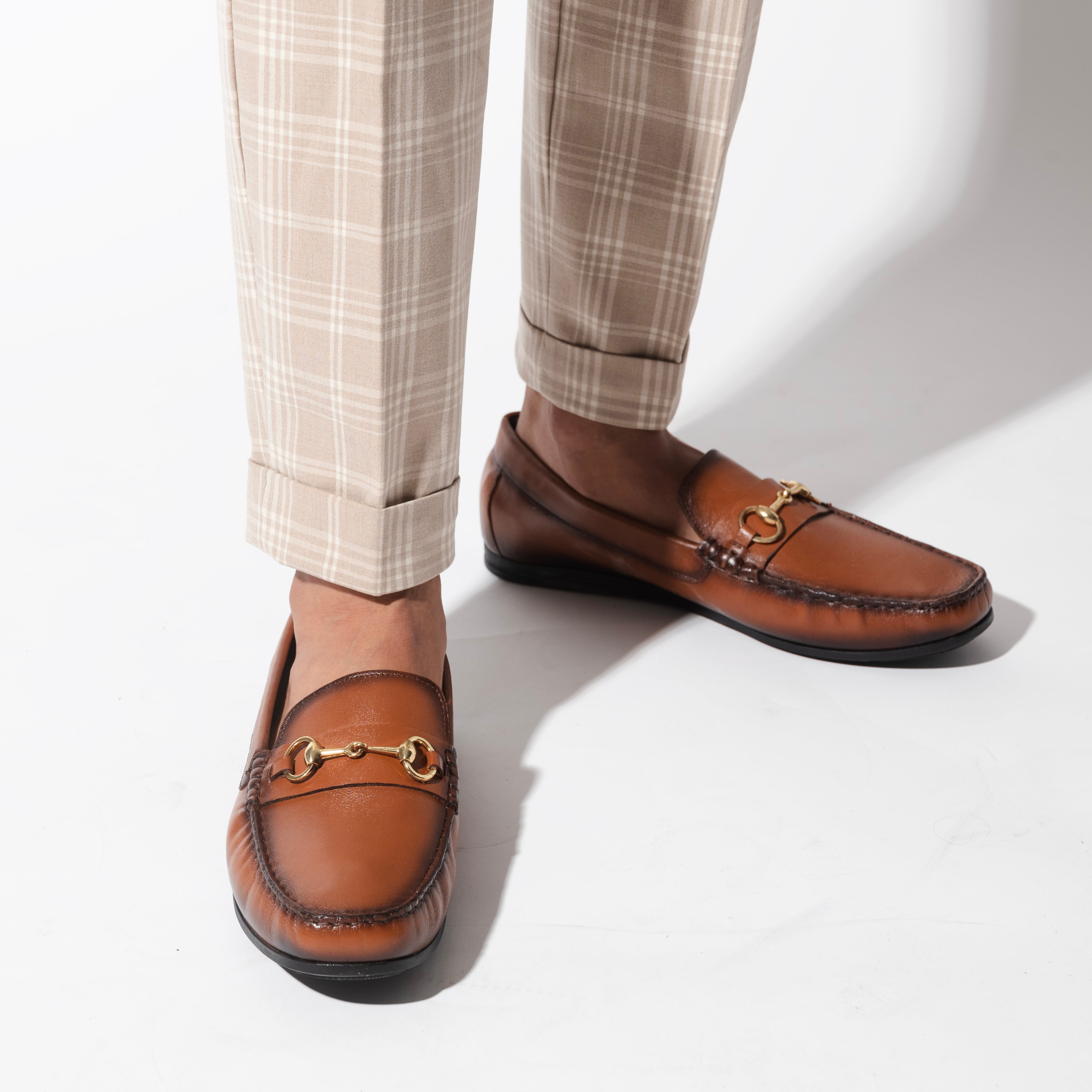 Tuscany Buckle Leather Loafers (Brown Burnish)