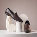 Textured Fusion Jutti Slipons (Brown) — Brown jutti | Modello Domani