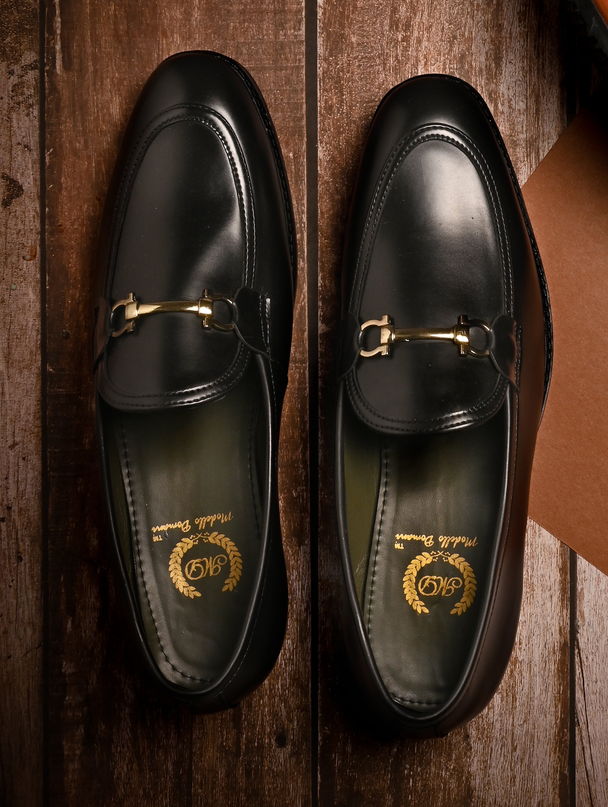 Italian Cut Buckle Slipons (Black)