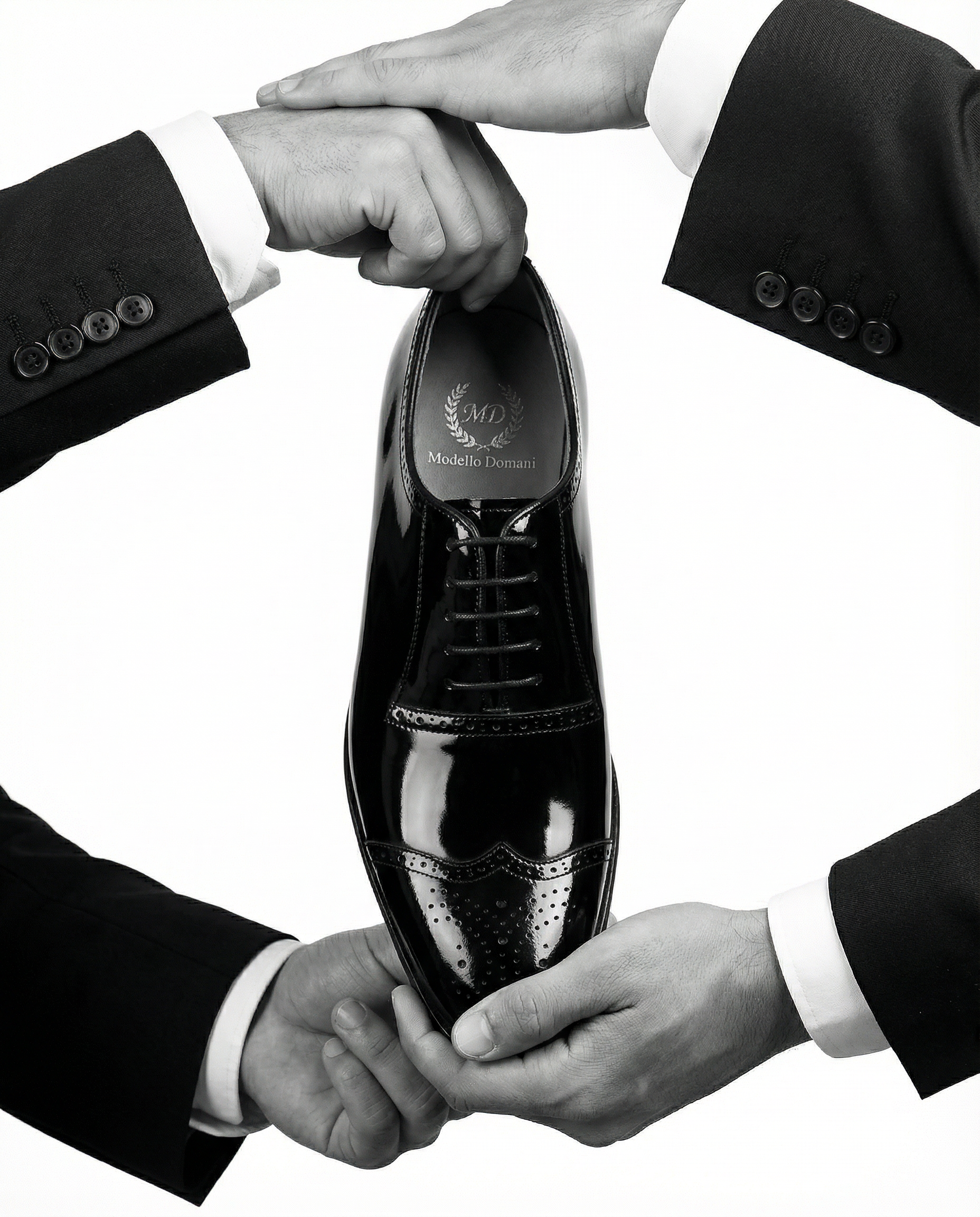 Milano Leather Brogues (Patent Black)