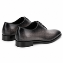 Handcrafted black grey patina leather Oxford, leather lined, Modello Domani