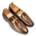 Kesar Crest Patina Leather Slipons (Tan-Brown) (Limited Edition)