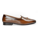 Kesar Crest Patina Leather Slipons (Tan-Brown) (Limited Edition)