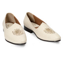 Noor Crest Leather Slipons (Ivory Off-White) (Limited Edition)