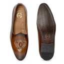 Kesar Crest Patina Leather Slipons (Tan-Brown) (Limited Edition)