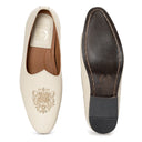 Noor Crest Leather Slipons (Ivory Off-White) (Limited Edition)