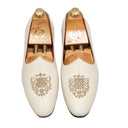 Noor Crest Leather Slipons (Ivory Off-White) (Limited Edition)