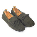 Gommino Suede Bow Loafers (Olive Green) — Green loafers | Modello Domani
