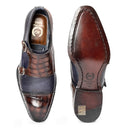 Komodo Patina Leather Monkstraps (Navy Brown) (Limited Edition)