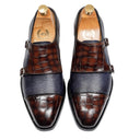 Komodo Patina Leather Monkstraps (Navy Brown) (Limited Edition)
