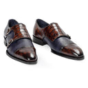 Komodo Patina Leather Monkstraps (Navy Brown) (Limited Edition)