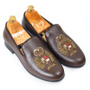 The Regal Crest Leather Slipons (Brown) — Brown slipons | Modello Domani