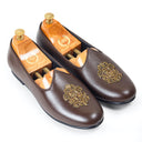 Royal Crest©️ Leather Juttis (Brown)(Patent Copyright Artwork) — Brown juttis | Modello Domani