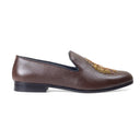 The Regal Crest Leather Slipons (Brown) — Brown slipons | Modello Domani