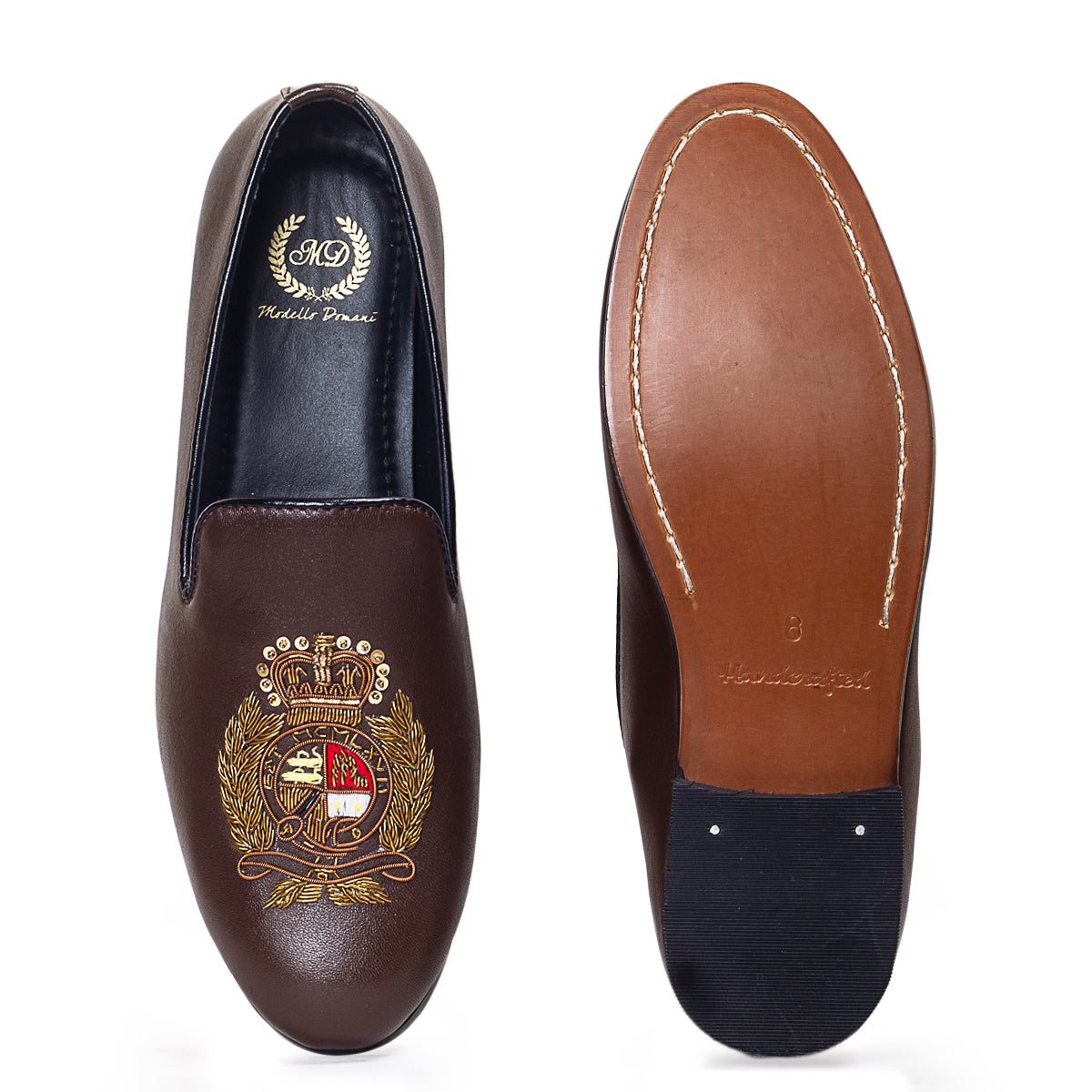 The Regal Crest Leather Slipons (Brown)