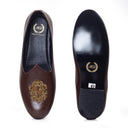 Royal Crest©️ Leather Juttis (Brown)(Patent Copyright Artwork) — Brown juttis | Modello Domani
