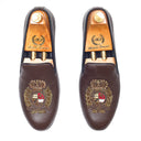 The Regal Crest Leather Slipons (Brown) — Brown slipons | Modello Domani