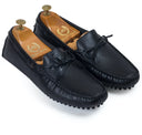 Gommino Leather Bow Loafers (Black) — Black loafers | Modello Domani