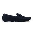 Gommino Suede Bow Loafers (Navy) — Navy loafers | Modello Domani
