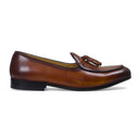 Milano Patina Leather Tassel Slipons (Patina Tan - Limited Edition) — Tan slipons | Modello Domani