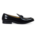 Milano Leather Bowtie Slipons (Patent Black - Limited Edition) — Black slipons | Modello Domani