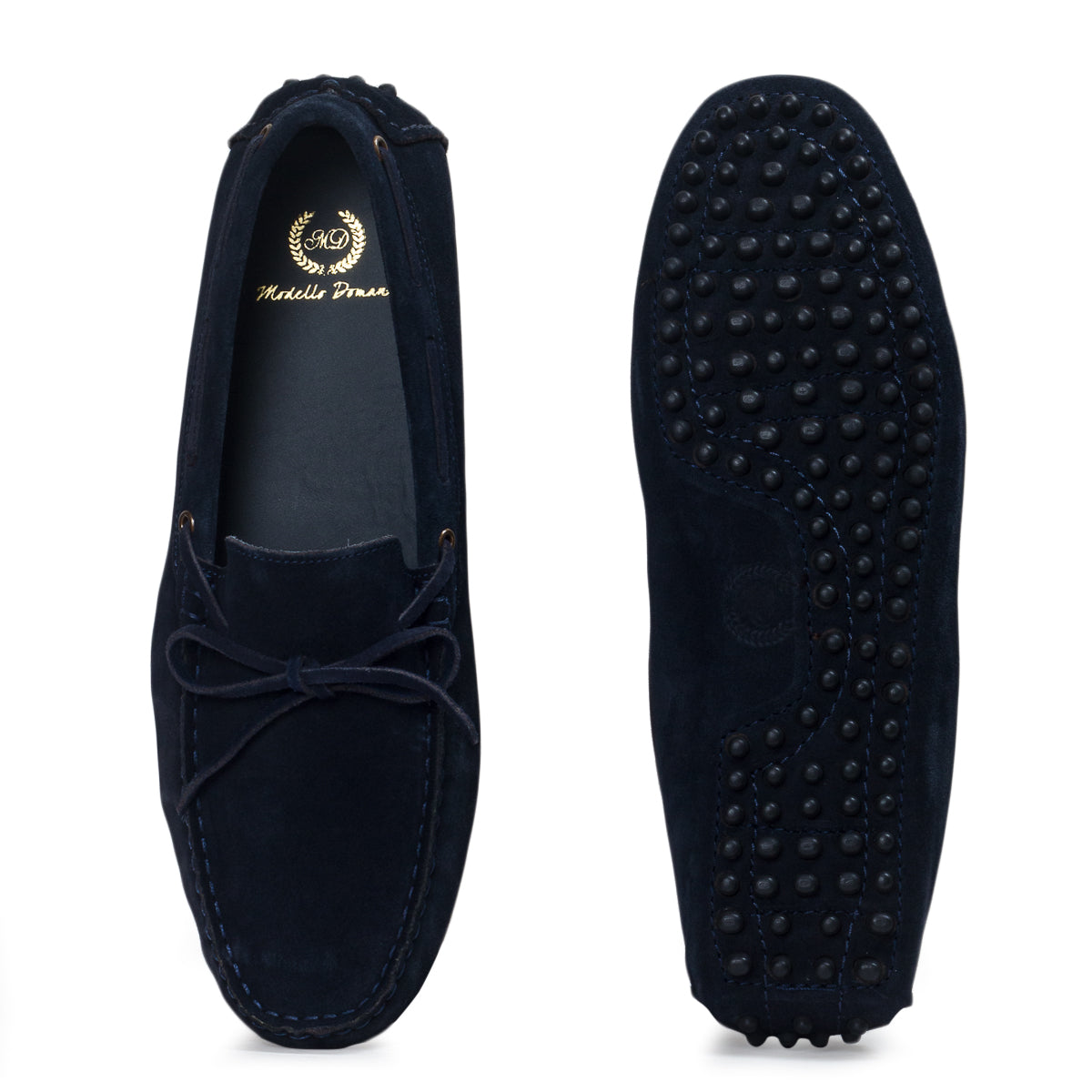 Gommino Suede Bow Loafers (Navy)