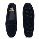 Gommino Suede Bow Loafers (Navy) — Navy loafers | Modello Domani