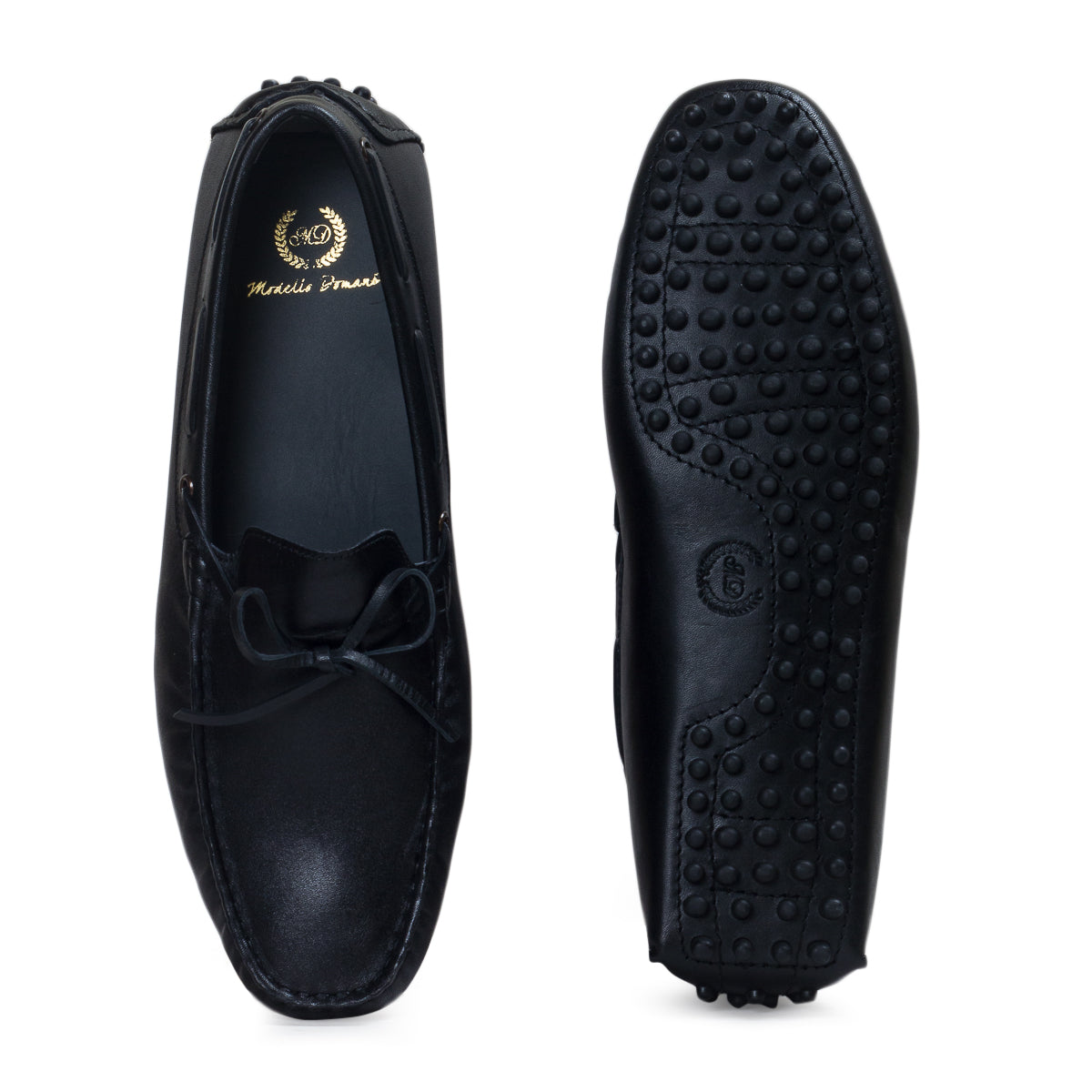 Gommino Leather Bow Loafers (Black)