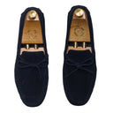 Gommino Suede Bow Loafers (Navy) — Navy loafers | Modello Domani