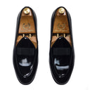 Milano Leather Bowtie Slipons (Patent Black - Limited Edition) — Black slipons | Modello Domani