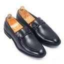 Italian Cut Knot Buckle Slipons (Black) — Black slipons | Modello Domani
