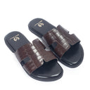 Hades Embossed Slippers (Brown) — Brown slippers | Modello Domani