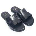 Hades Embossed Slippers (Black) — Black slippers | Modello Domani