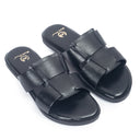 Woven Chunky Slippers (Black) — Black slippers | Modello Domani