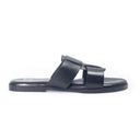 Woven Chunky Slippers (Black) — Black slippers | Modello Domani