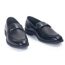 Italian Cut Knot Buckle Slipons (Black) — Black slipons | Modello Domani