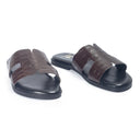 Hades Embossed Slippers (Brown) — Brown slippers | Modello Domani
