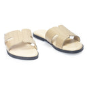 Hades Embossed Slippers (Beige) — Beige slippers | Modello Domani