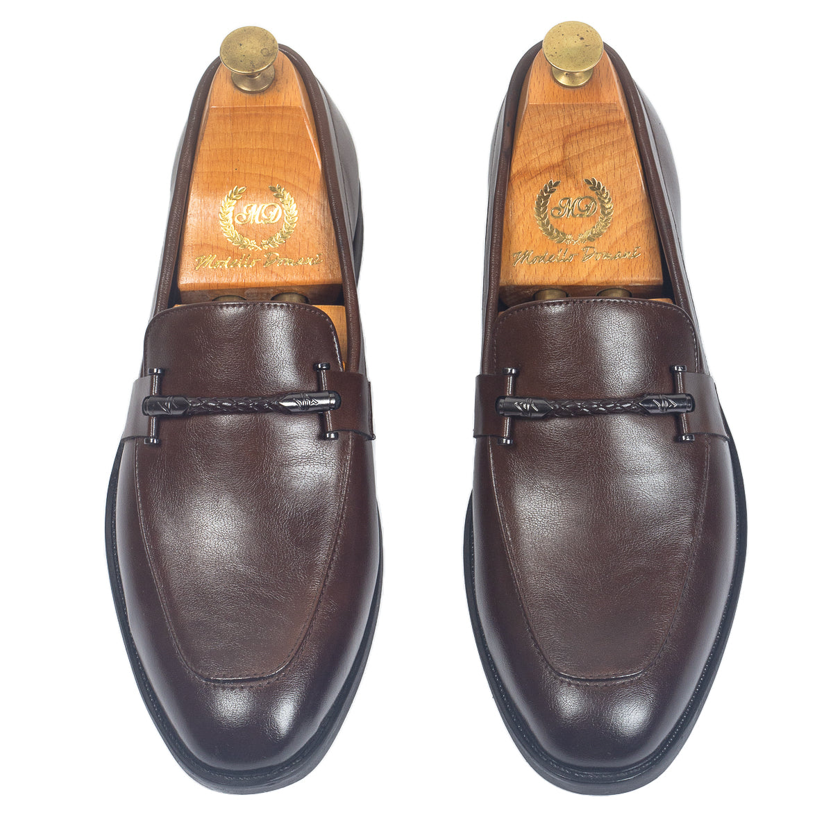 Italian Cut Knot Buckle Slipons (Brown)