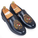 The Regal Crest Leather Slipons (Black) — Black slipons | Modello Domani