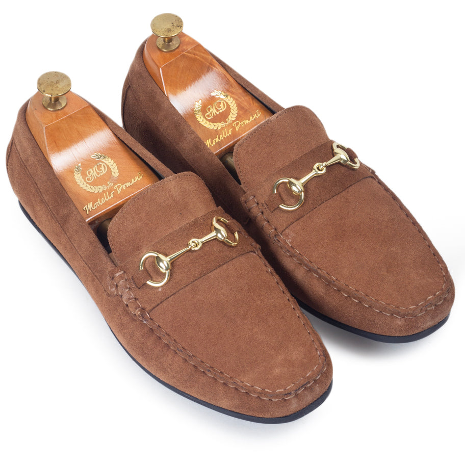 Tuscany Buckle Suede Loafers (Chocolate Brown)