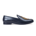 The Regal Crest Leather Slipons (Black) — Black slipons | Modello Domani