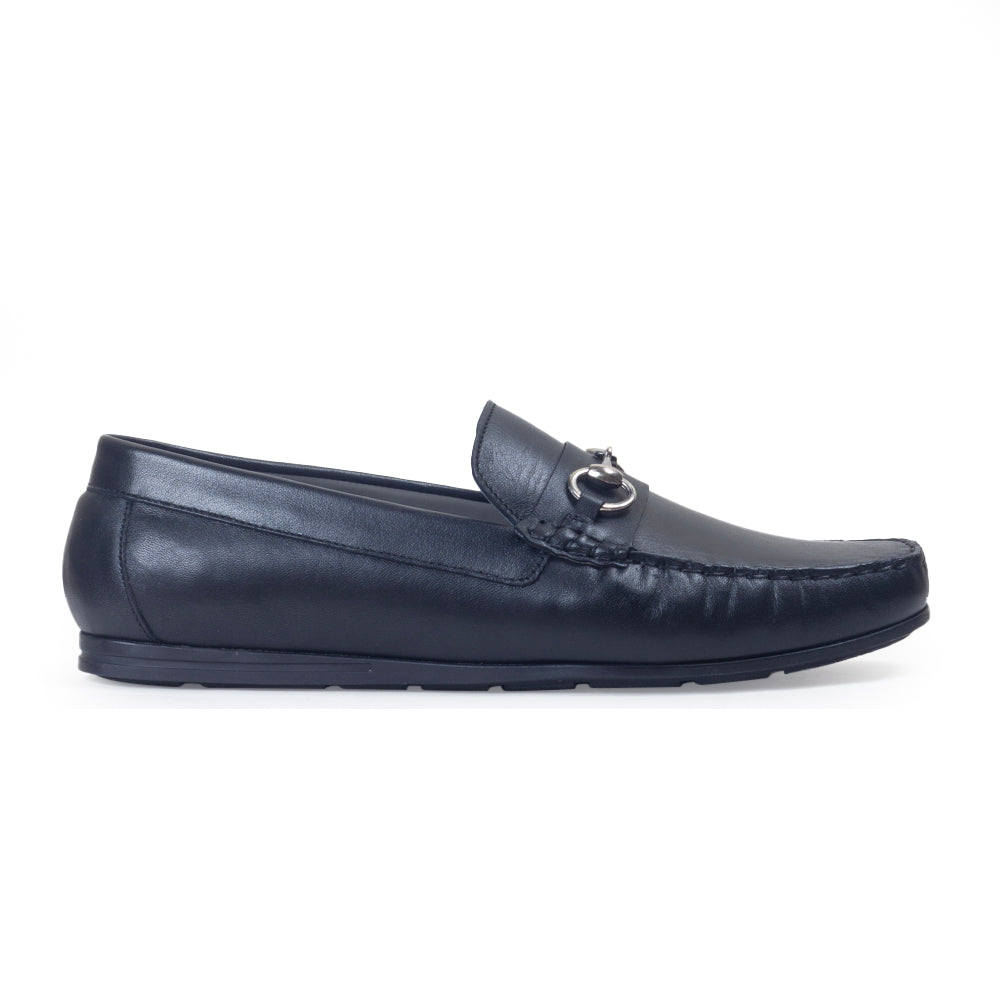 Tuscany Buckle Leather Loafers (Black)