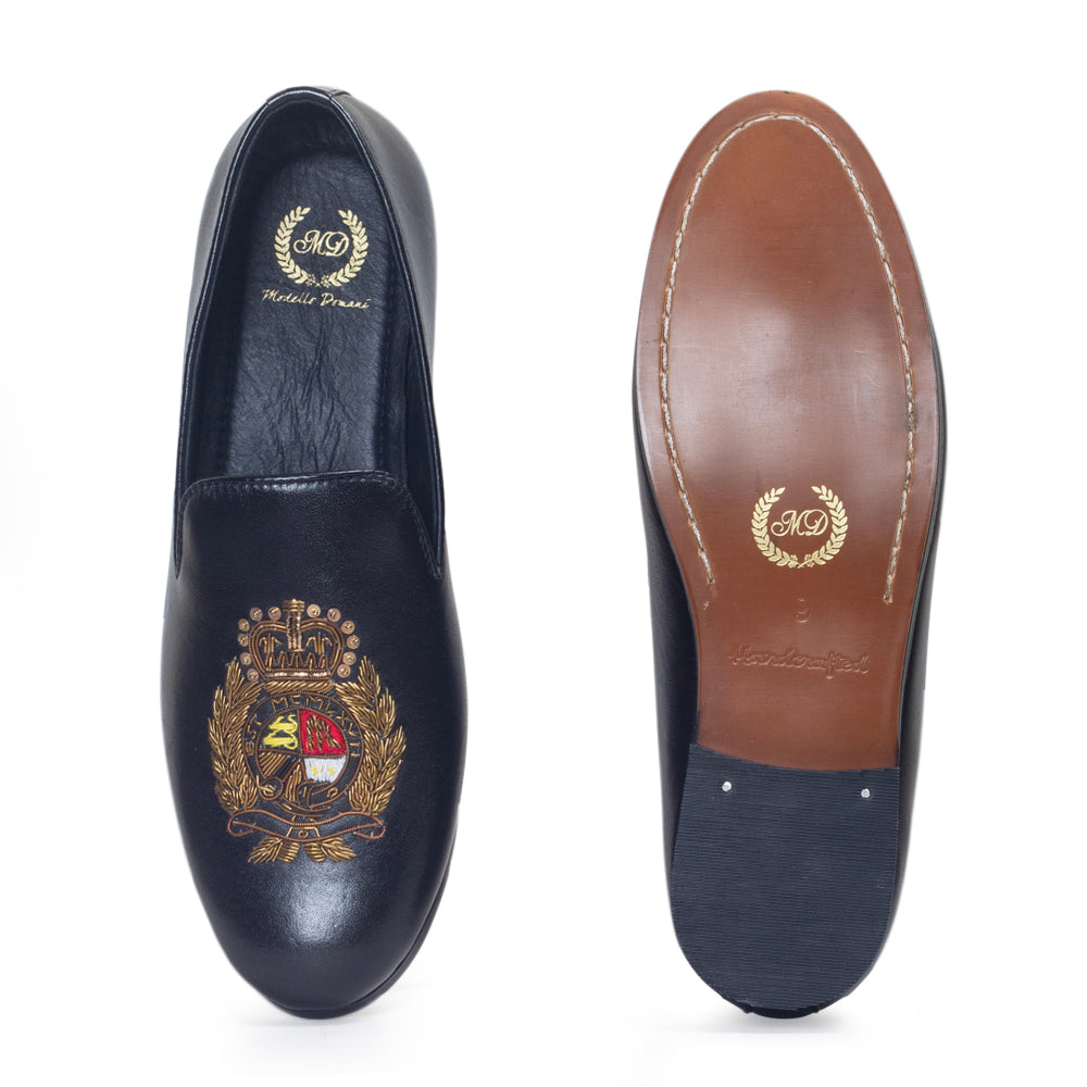 The Regal Crest Leather Slipons (Black)